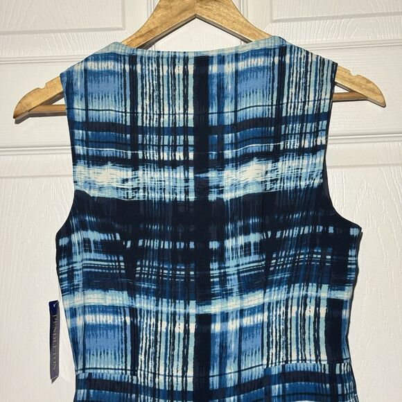 NEW PENDLETON Sleeveless A-Line Fit Flare Short Dress Blue Black Plaid Size 4 - Picture 4 of 10